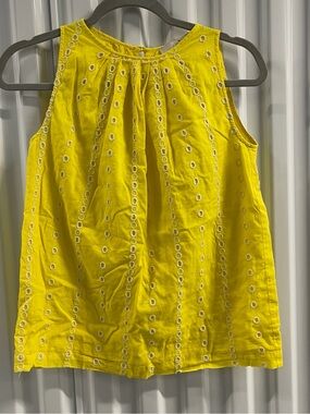 LOFT Petite Yellow Lightweight Eyelet Top Size XXSP
